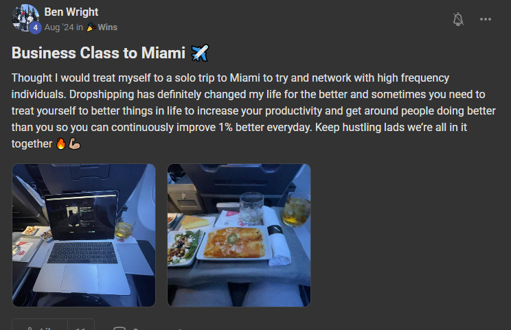 Ben Wright, Business Class to Miami, reinvesting in growth