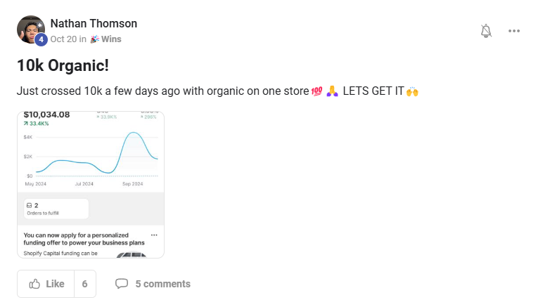 Nathan Thomson, $10,034 organic on one store