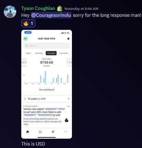 $739 in a week, first real traction