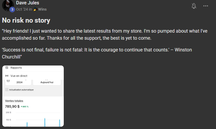 Dave Jules, 'No risk no story', $785 milestone
